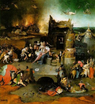  en - Tentation du panneau central de saint Antoine du triptyque moral Hieronymus Bosch